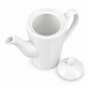 AI-assisted illustration of Ivory Lidded Coffee Pot, white open view.