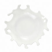 AI-assisted illustration of Coral-Rim White Serving Bowl, overhead catalog view.