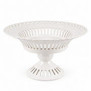 AI-assisted concept image of ivory openwork pedestal compote: side profile.