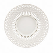 AI-assisted concept image of ivory openwork pedestal compote: overhead view.
