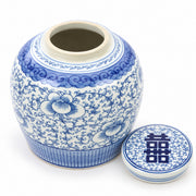 AI-assisted concept image of cobalt peony lidded jar: the opened form with its removable components.