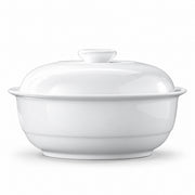 AI-assisted concept image of sweet white lidded tureen: side profile.