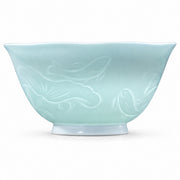 AI-assisted concept image of qingbai lotus noodle bowl: overall product view.