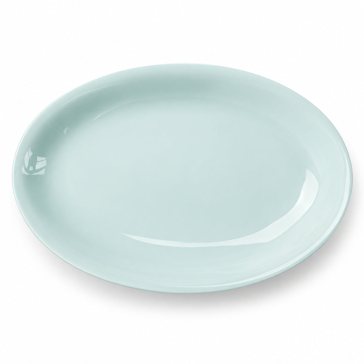 AI-assisted concept image of qingbai oval serving platter: overall product view.