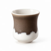 AI-assisted concept image of cocoa & cream handleless cup: a second view of the form.
